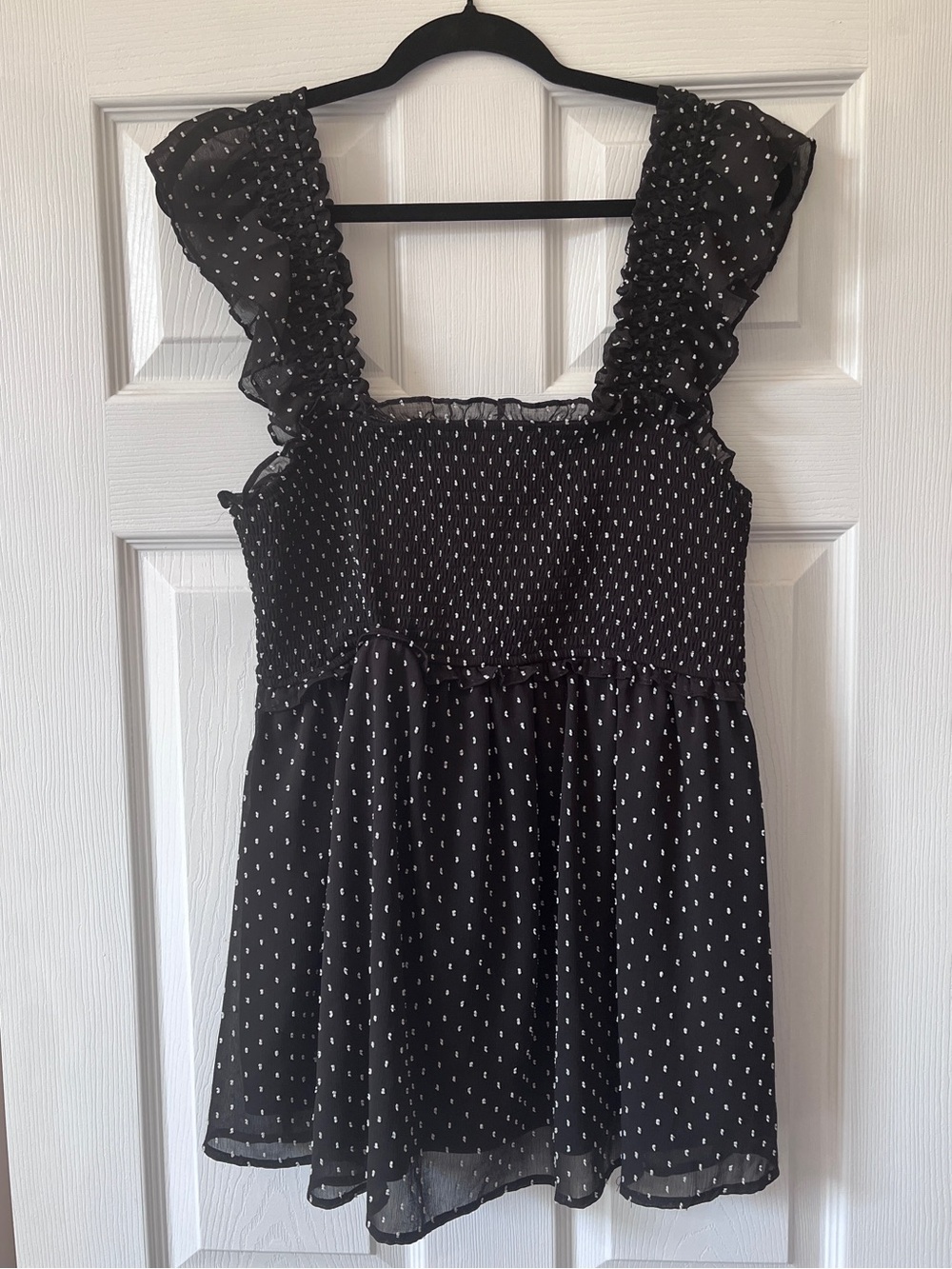 Motherhood Black Ruffle Strap Polka Dot Maternity Top